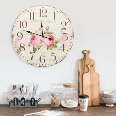 Vintāžas sienas pulkstenis, ziedi, 60 cm