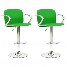 Bāra krēsli, 2 gab., zaļa mākslīgā āda
