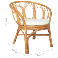 Virtuves krēsls ar matraci, brūna dabīgā rotangpalma, lins