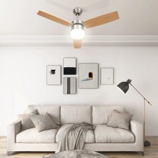 Griestu ventilators ar lampu un pulti, 108 cm, gaiši brūns