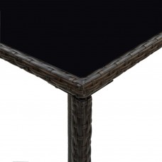 Dārza bāra galds, 70x70x110 cm, brūna pe rotangpalma, stikls