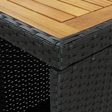 Bāra galds ar plauktiem, 120x60x110 cm, melna pe rotangpalma