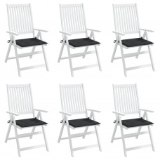 Dārza krēslu spilveni, 6 gab., melni, 40x40x3 cm, audums