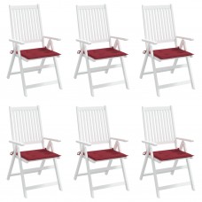 Dārza krēslu spilveni, 6 gab., vīnsarkani, 50x50x3 cm, audums