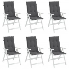Dārza krēslu spilveni, 6 gab., pelēki, 120x50x3 cm, audums