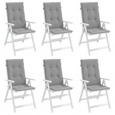 Dārza krēslu spilveni, 6 gab., pelēki, 120x50x3 cm, audums