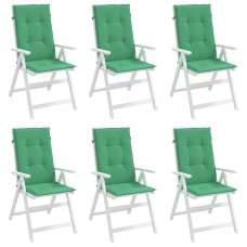 Dārza krēslu spilveni, 6 gab., zaļi, 120x50x3 cm, audums