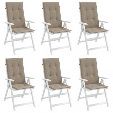 Dārza krēslu spilveni, 6 gab., pelēkbrūni, 120x50x3 cm, audums