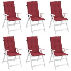 Dārza krēslu spilveni, 6 gab., vīnsarkani, 120x50x3 cm, audums
