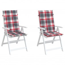 Dārza krēslu spilveni, 2 gab., sarkani četrstūri, 120x50x3 cm