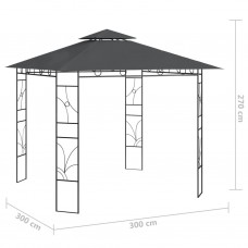 Dārza nojume, 3x3x2,7 m, antracītpelēka, 160 g/m²