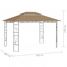 Dārza nojume, 4x3x2,7 m, pelēkbrūna, 160 g/m²