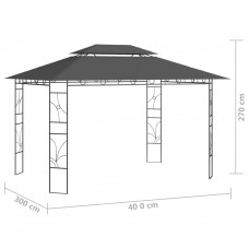 Dārza nojume, 4x3x2,7 m, antracītpelēka, 160 g/m²