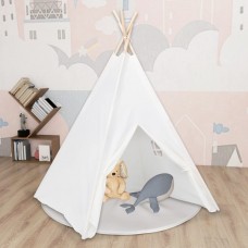 Bērnu telts ar somu, vigvama forma, balta, 120x120x150 cm