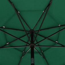 3-līmeņu saulessargs ar alumīnija kātu, 3,5 m, zaļš