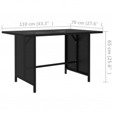 Dārza galds, 110x70x65 cm, melna pe rotangpalma