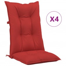 Dārza krēslu spilveni, 4 gab., sarkani, 120x50x7 cm, audums