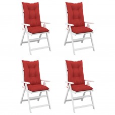 Dārza krēslu spilveni, 4 gab., sarkani, 120x50x7 cm, audums