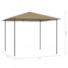 Dārza nojume, 3x3x2,6 m, pelēkbrūna, 160 g/m²