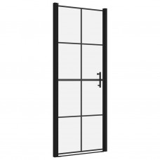 Dušas durvis, rūdīts stikls, 81x195 cm, melnas