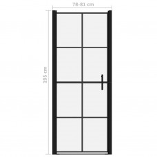 Dušas durvis, rūdīts stikls, 81x195 cm, melnas