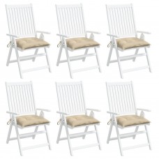 Dārza krēslu spilveni, 6 gab., bēši, 40x40x7 cm, audums