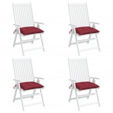 Dārza krēslu spilveni, 4 gab., vīnsarkani, 40x40x7 cm, audums