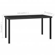 Dārza galds, 140x70x73 cm, melna pe rotangpalma