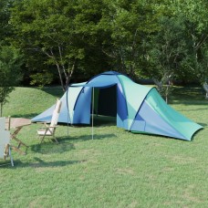 Sešvietīga telts, zila un zaļa