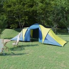 Sešvietīga telts, zila un dzeltena