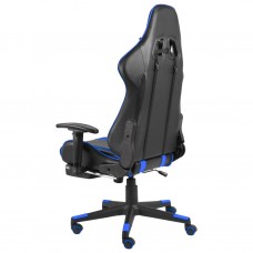 Datorspēļu krēsls ar kāju balstu, grozāms, zils, pvc