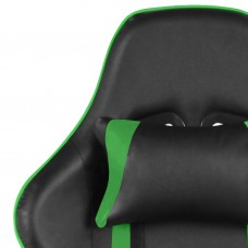 Datorspēļu krēsls ar kāju balstu, grozāms, zaļš, pvc