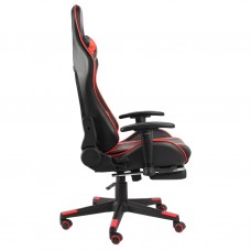 Datorspēļu krēsls ar kāju balstu, grozāms, sarkans, pvc