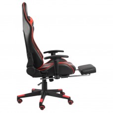 Datorspēļu krēsls ar kāju balstu, grozāms, sarkans, pvc