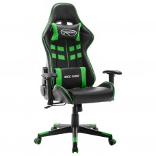 Datorspēļu krēsls, melna un zaļa mākslīgā āda