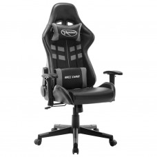 Datorspēļu krēsls, melna un pelēka mākslīgā āda
