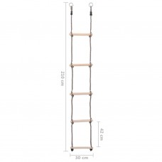 5 pakāpienu virves kāpnes, 210 cm, priedes masīvkoks