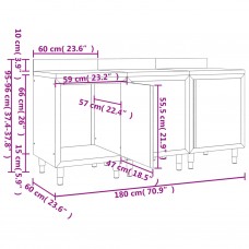 Virtuves darba galdu/skapīšu komplekts, 180x60x96 cm, tērauds