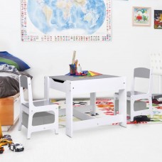Bērnu galds ar 2 krēsliem, balts, mdf plāksne
