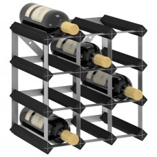 Vīna pudeļu plaukts 12 pudelēm, melns priedes masīvkoks