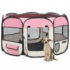 Saliekama suņu sētiņa, ar somu, rozā, 110x110x58 cm
