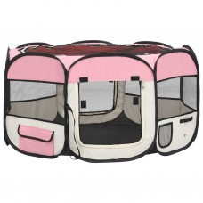 Saliekama suņu sētiņa, ar somu, rozā, 125x125x61 cm