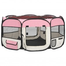 Saliekama suņu sētiņa, ar somu, rozā, 145x145x61 cm
