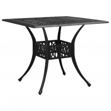Dārza galds, melns, 90x90x73 cm, liets alumīnijs