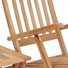 Dārza krēsls ar kāju balstu un galdiņu, masīvs tīkkoks