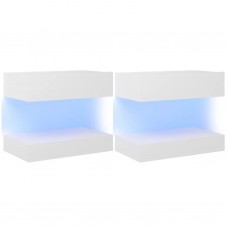 Tv plaukti ar led lampiņām, 2 gab., 60x35 cm, balti