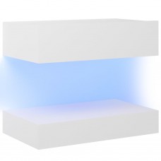 Tv plaukti ar led lampiņām, 2 gab., 60x35 cm, balti