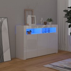 Vidaxl kumode ar led lampiņām, augsta, spīdīgi balta, 115,5x30x75 cm