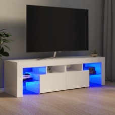Tv skapītis ar led lampiņām, 140x36,5x40 cm, spīdīgi balts
