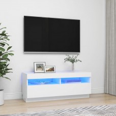 Tv skapītis ar led lampiņām, 100x35x40 cm, balts
